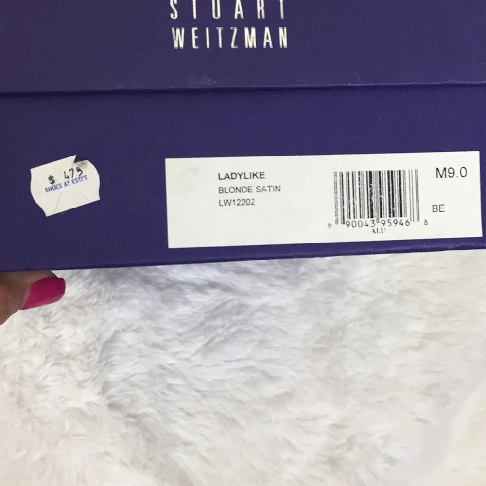 NEW STUART WEITZMAN Blonde Satin Bow Slimg Back Buckle 4” Heels SZ 9 - Picture 8 of 8